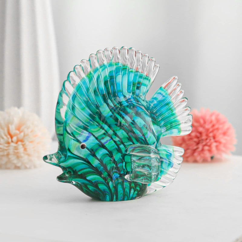 LONGWIN Handmade Glass Stripe Tropical Fish Sculpture Glass Hand Blown Sea Animal Figurine Home Tabletop Decoration Ornaments - Image 2